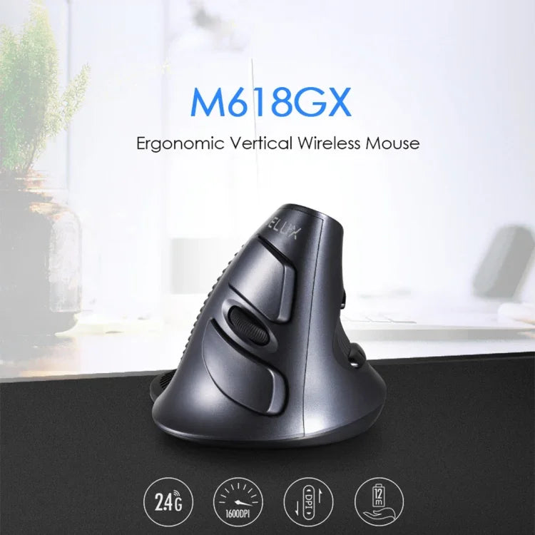 DELUX M618GX ماوس عمودي مريح لاسلكي بدقة 1600 DPI ماوس بصري، M618GX