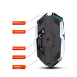 ZERODATE T30 ماوس بصري لاسلكي بإضاءة خلفية RGB قابلة للتعديل بثلاث سرعات بدقة 2400 DPI و2.4 جيجاهرتز، T30 أبيض