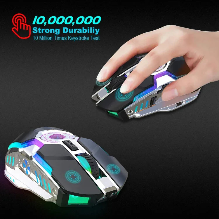 ZERODATE T30 ماوس بصري لاسلكي بإضاءة خلفية RGB قابلة للتعديل بثلاث سرعات بدقة 2400 DPI و2.4 جيجاهرتز، T30 أبيض