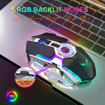 ZERODATE T30 ماوس بصري لاسلكي بإضاءة خلفية RGB قابلة للتعديل بثلاث سرعات بدقة 2400 DPI و2.4 جيجاهرتز، T30 أبيض