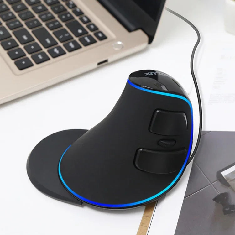 DELUX M618 Plus ماوس بصري سلكي عمودي مريح نسخة زرقاء بدقة 1600 DPI، 1600 DPI سلكي