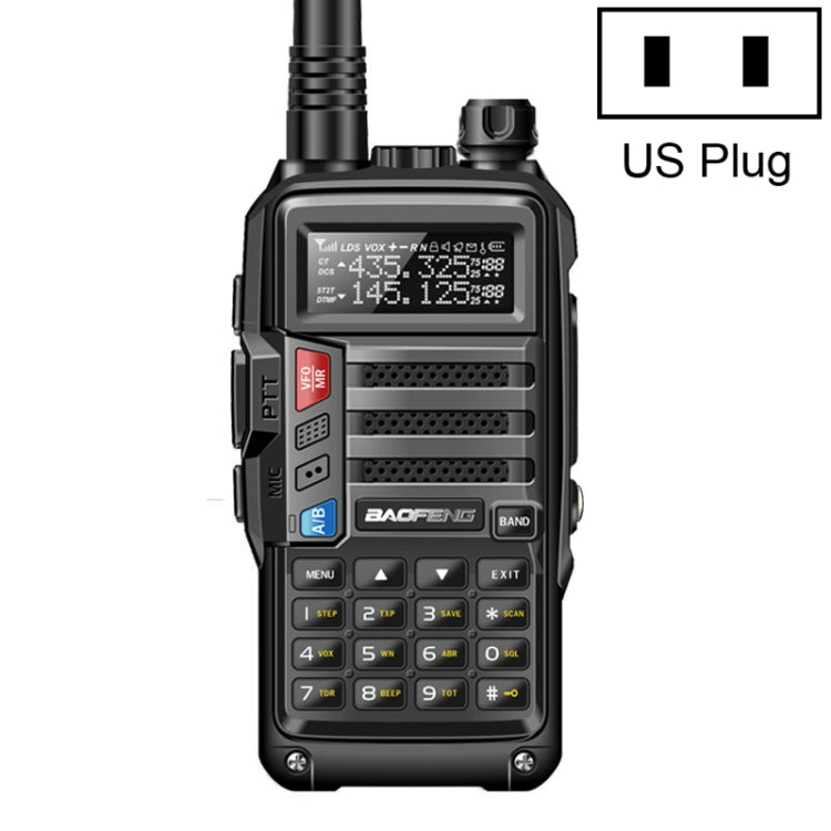 جهاز اتصال لاسلكي محمول Baofeng BF-UV5R Plus S9 FM، قابس أمريكي، أسود، أحمر، فضي