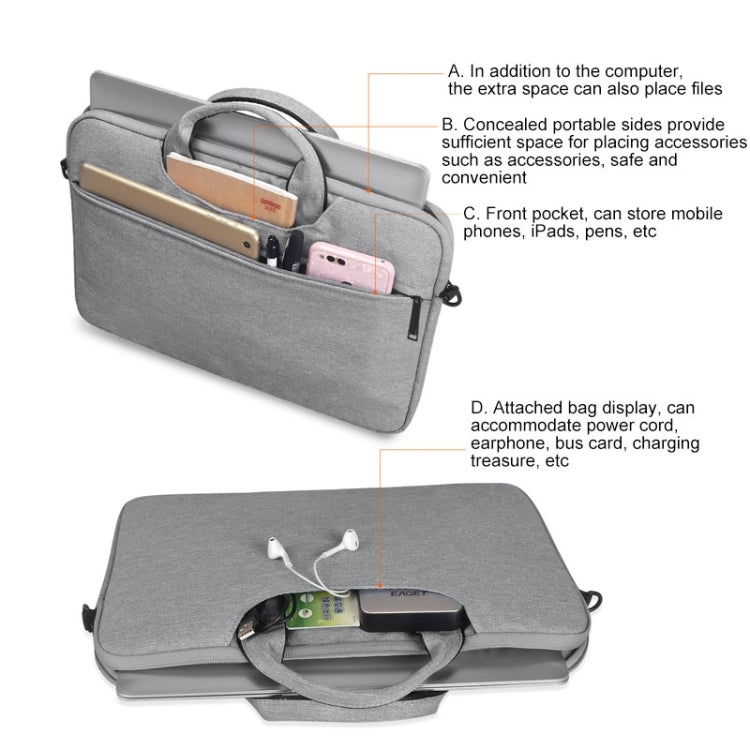 ST01S Waterproof Oxford Cloth Hidden Portable Strap One-shoulder Handbag for 14.1 inch Laptops, ST01S 14.1 inch Navy Blue, ST01S 14.1 inch Black, ST01S 14.1 inch Pink, ST01S 14.1 inch Light Grey, ST01S 14.1 inch Dark Gray