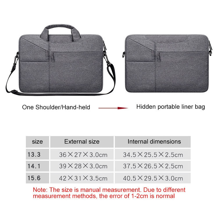 ST02S Waterproof Tear Resistance Hidden Portable Strap One-shoulder Handbag for 15.6 inch Laptops, with Suitcase Belt, ST02S 15.6 inch Navy Blue, ST02S 15.6 inch Black, ST02S 15.6 inch Dark Gray, ST02S 15.6 inch Pink, ST02S 15.6 inch Light Grey