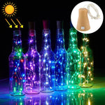 مصباح سلسلة بسلك نحاسي يعمل بالطاقة الشمسية مع 10 مصابيح LED SMD 0603، الطول: 1 متر، إضاءة ملونة