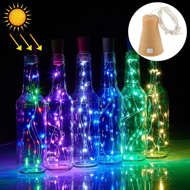 مصباح سلسلة بسلك نحاسي يعمل بالطاقة الشمسية مع 10 مصابيح LED SMD 0603، الطول: 1 متر، إضاءة ملونة