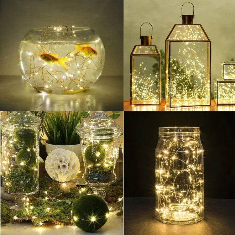 20 مصباح LED إضاءة حبلية دافئة 2700-2900 كلفن لحفلات / عطلات، الطول: 2م، تيار مستمر 6 فولت، 6 قطع 2م