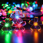 6م 40 مصباح LED إضاءة زهور الكرز الزخرفية للعطلات، تعمل بالبطارية، 6م إضاءة ملونة، 6م إضاءة بيضاء دافئة