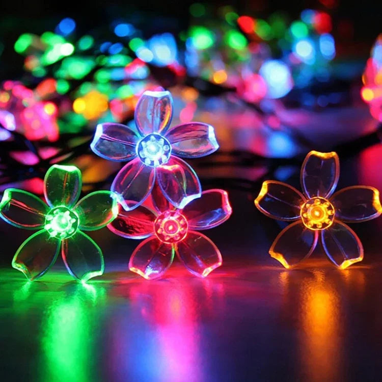 6م 40 مصباح LED إضاءة زهور الكرز الزخرفية للعطلات، تعمل بالبطارية، 6م إضاءة ملونة، 6م إضاءة بيضاء دافئة