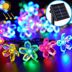 سلسلة مصابيح شمسية على شكل زهرة الخوخ 50 LED للحديقة الخارجية وزينة مهرجان الربيع مقاومة للماء