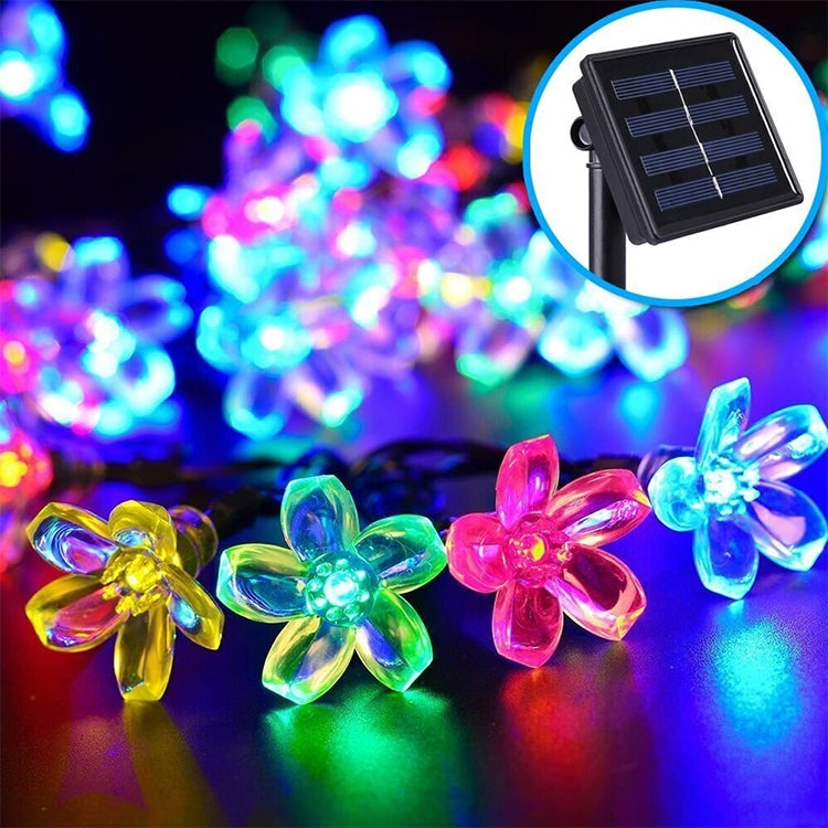 سلسلة مصابيح شمسية على شكل زهرة الخوخ 50 LED للحديقة الخارجية وزينة مهرجان الربيع مقاومة للماء