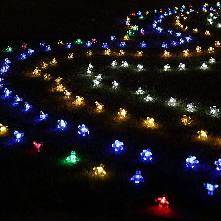 سلسلة مصابيح شمسية على شكل زهرة الخوخ 50 LED للحديقة الخارجية وزينة مهرجان الربيع مقاومة للماء