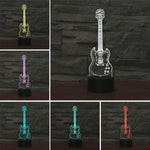 Five-string Guitar Shape 3D Colorful LED Vision Light Table Lamp, Charging Touch Version, Charging Touch Version