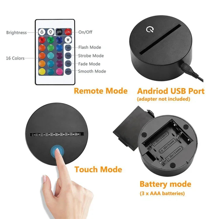 Scorpion Shape 3D Colorful LED Vision Light Table Lamp, USB Touch Version, USB Touch Version