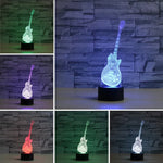 Guitar Shape 3D Colorful LED Vision Light Table Lamp, Crack Touch Version, Crack Touch Version