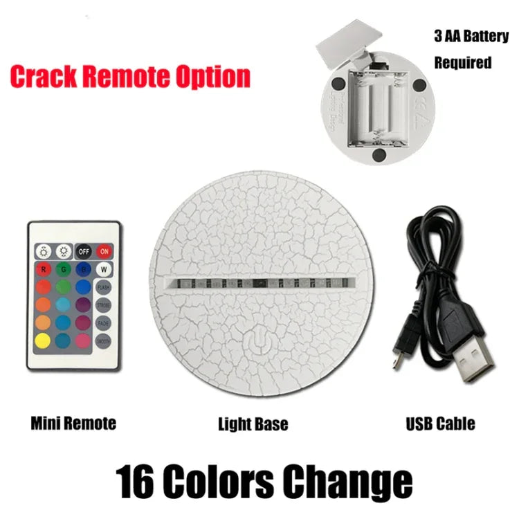 Astronaut Shape 3D Colorful LED Vision Light Table Lamp, Crack Remote Control Version, Crack Remote Control Version