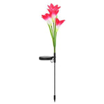 مصباح عشب خارجي مزخرف LED مقاوم للماء IP55 على شكل زهرة زنبق محاكاة بأربعة رؤوس، ضوء أبيض، ضوء أبيض