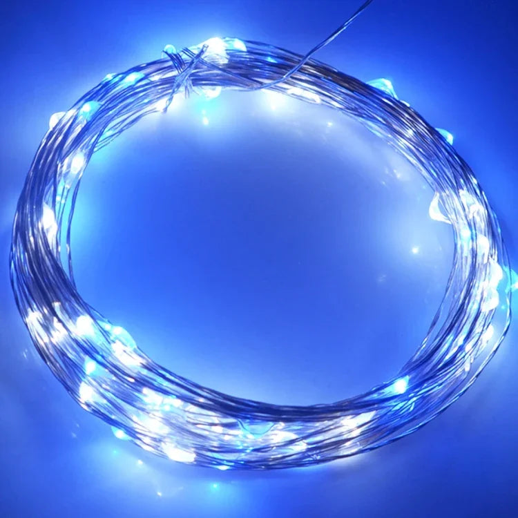 شريط إضاءة مهرجاني / زخرفي SMD-0603 يعمل عبر USB (ضوء أزرق أبيض)، LED1001LG، LED1001LW