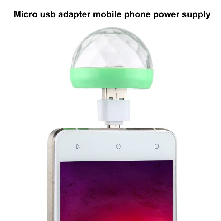 مصباح كرة سحرية LED RGB USB بقوة 4 واط مع محول مايكرو USB
