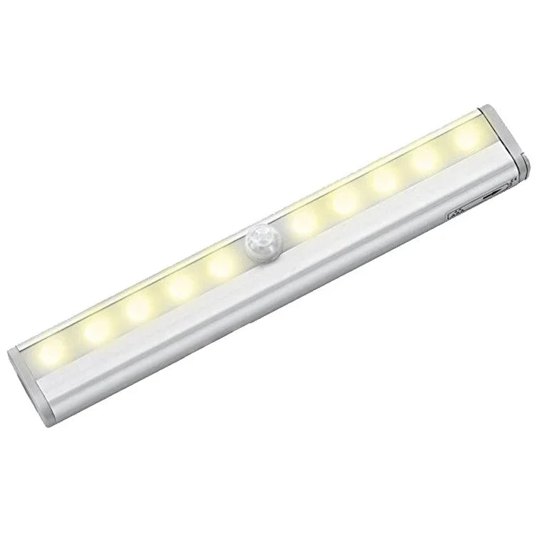 0.8 واط 10 مصابيح LED أبيض دافئ ضوء شاشة ضيقة ضوء حساس ذكي لجسم الإنسان ضوء ممر وخزانة LED، نسخة شحن USB، 0.8 واط 10 مصابيح LED أبيض دافئ