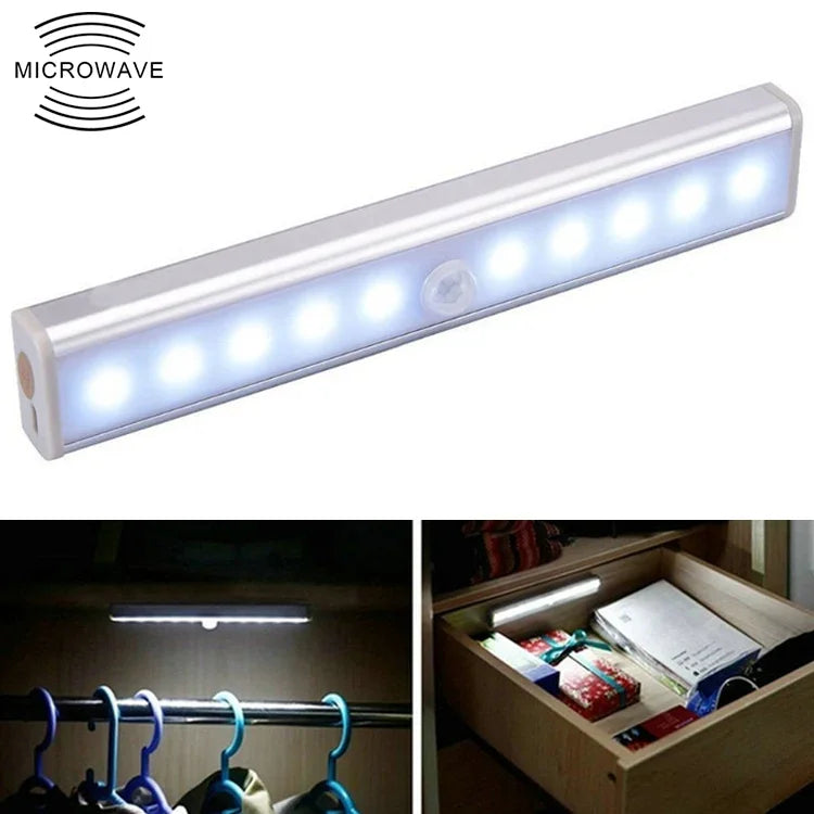 1.8 واط 10 مصابيح LED ضوء أبيض شاشة عريضة ضوء حساس ذكي لجسم الإنسان ضوء ممر وخزانة LED، نسخة بطارية، 1.8 واط 10 مصابيح LED أبيض (نسخة البطارية)