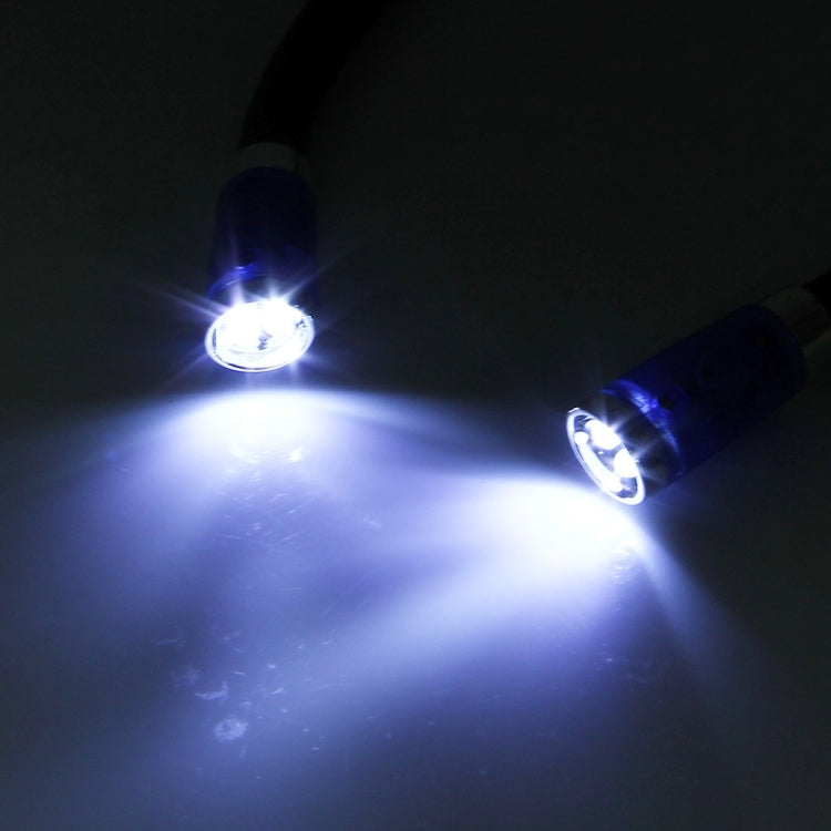 مصباح يدوي مزدوج الرأس بتصميم حر اليدين للرقبة مع 4 لمبات LED ومقبض مطاطي ناعم، ضوء عمل ستيريو