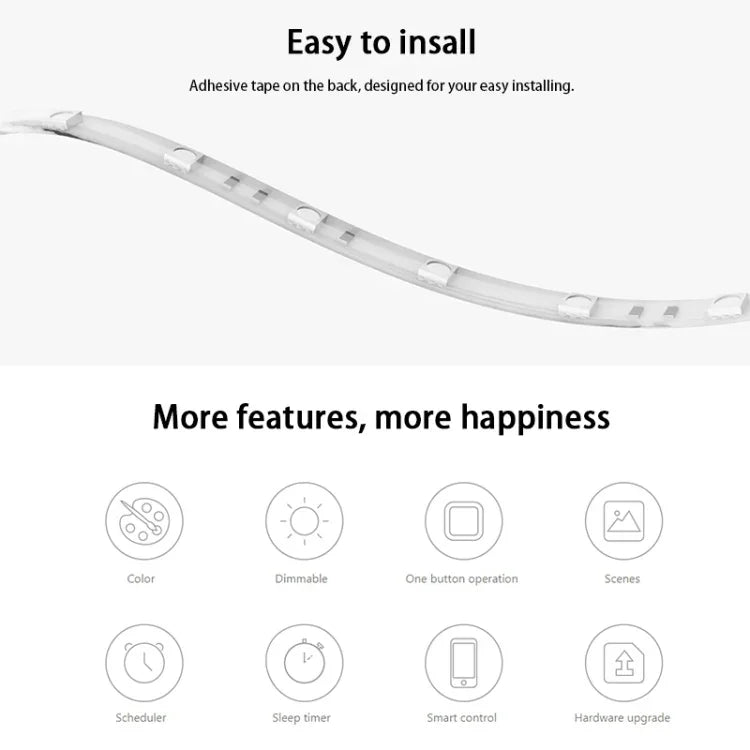شريط إضاءة LED ذكي قابل للتحكم عن بعد عبر تطبيق WiFi من Xiaomi Youpin Yeelight، الطول: 1 متر