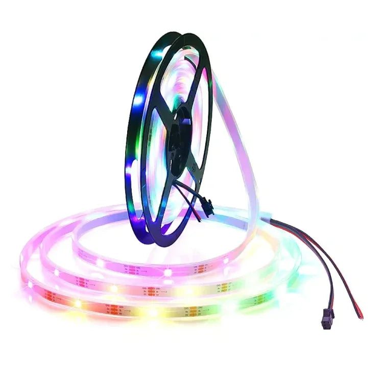 شريط إضاءة LED RGB WS2812B 5050 SMD مقاوم للماء، 30 مصباح LED/متر، 12 فولت تيار مستمر، الطول: 5 متر، شريط إضاءة محاط
