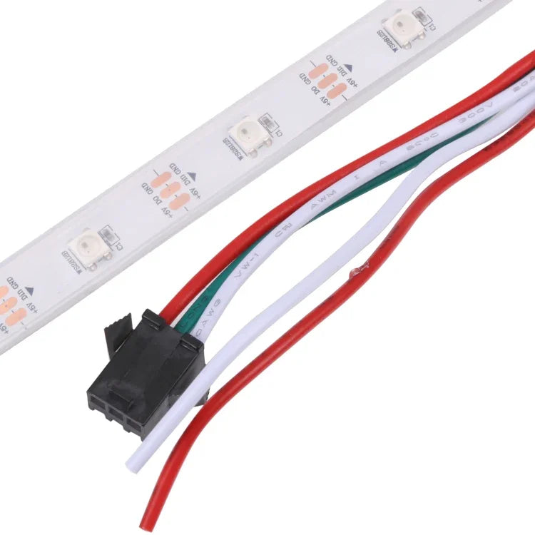 شريط إضاءة LED RGB WS2812B 5050 SMD مقاوم للماء، 30 مصباح LED/متر، 12 فولت تيار مستمر، الطول: 5 متر، شريط إضاءة محاط