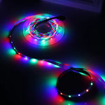 شريط إضاءة LED RGB 2835 SMD بدون غلاف، 60 مصباح LED/متر، الطول: 5 متر، 12 فولت 2 أمبير 100-240 فولت، مع جهاز تحكم عن بعد بـ 44 مفتاح