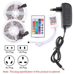 2 قطع لوحة عارية 5050 SMD RGB LED حبل إضاءة، 30 LED/م، الطول: 5م، 12 فولت 2 أمبير 100-240 فولت، مع جهاز تحكم Doodle بـ 24 مفتاح، 5050 SMD RGB LED، 5م × 2