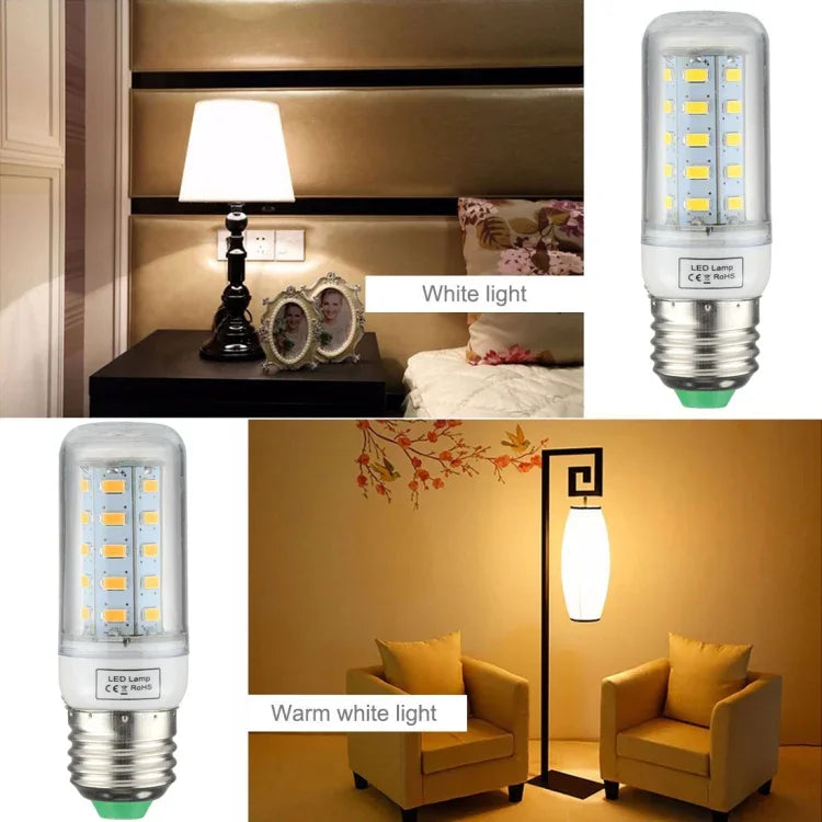 مصباح موفر للطاقة SMD 5730، تيار مستمر 12-30 فولت، E27 36 LED ضوء أبيض، E27 36 LED ضوء أبيض دافئ