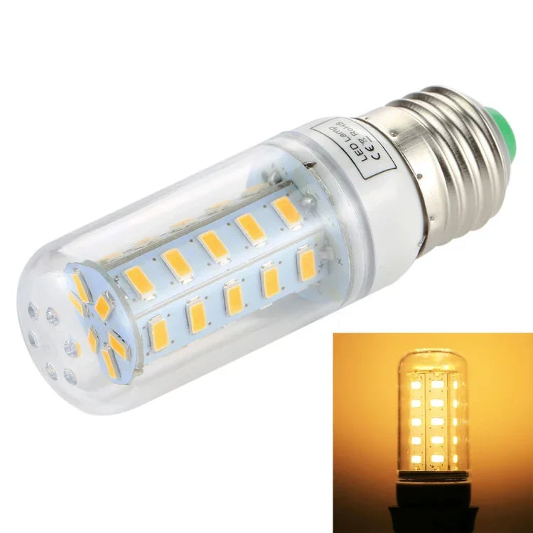 مصباح موفر للطاقة SMD 5730، تيار مستمر 12-30 فولت، E27 36 LED ضوء أبيض، E27 36 LED ضوء أبيض دافئ