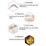 20 مصباح LED SMD 0603 مقاوم للماء IP65 مع بطاريات زر CR2032، ضوء أزرق 2 متر، ضوء أخضر 2 متر، ضوء أحمر 2 متر