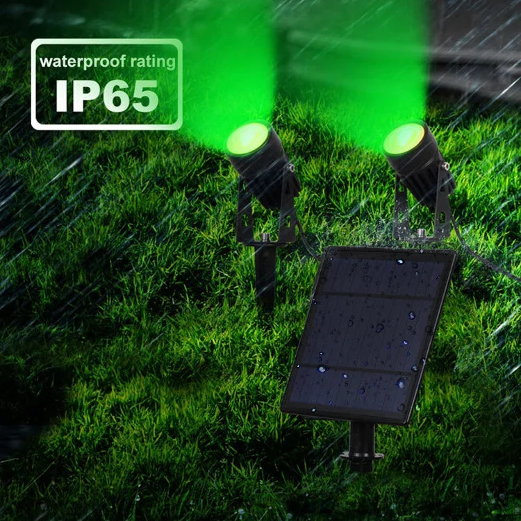 3 واط ضوء كشاف شمسي واحد لثلاثة خارجي مقاوم للماء IP65 تحكم ضوئي استشعار مصباح عشب، تدفق ضوئي: 300-400 لومن (تثبيت دوري RGB)، واحد لثلاثة