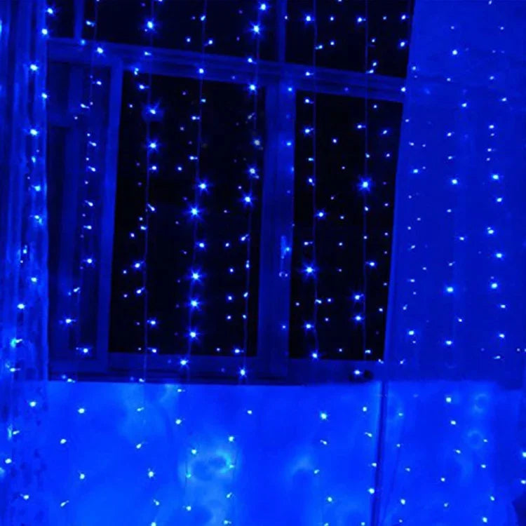 سلسلة أضواء ستارة 300 مصباح LED مع وصلة نهاية وجهاز تحكم متعدد الوظائف وذاكرة مقاومة للماء، قابس أوروبي، تيار متردد 220 فولت، ضوء أزرق قابس أوروبي، ضوء ملون قابس أوروبي، ضوء أبيض قابس أوروبي، ضوء أبيض دافئ قابس أوروبي