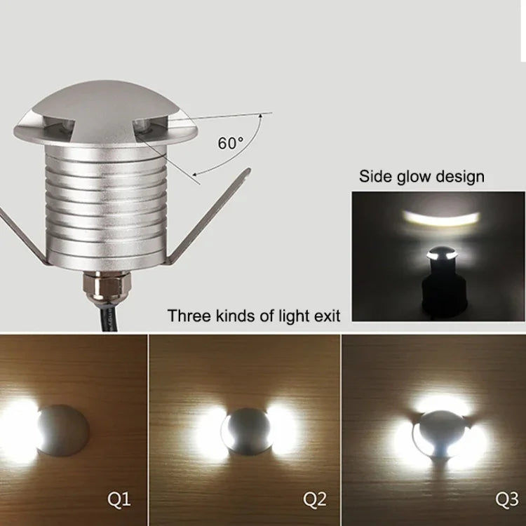 3 واط مصباح مدفون مدمج LED مستقطب مقاوم للماء IP67 مصباح قوقعة سلحفاة خارجي للحديقة والعشب، ضوء دافئ 3000 كلفن Q2 ضوء باتجاهين، ضوء دافئ 3000 كلفن Q2