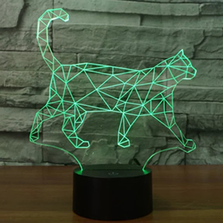 7 Colour Discoloration Creative Visual Stereo Lamp Desk Lamp Night Light, Walking Cat Shape