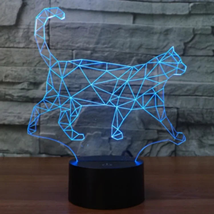 7 Colour Discoloration Creative Visual Stereo Lamp Desk Lamp Night Light, Walking Cat Shape