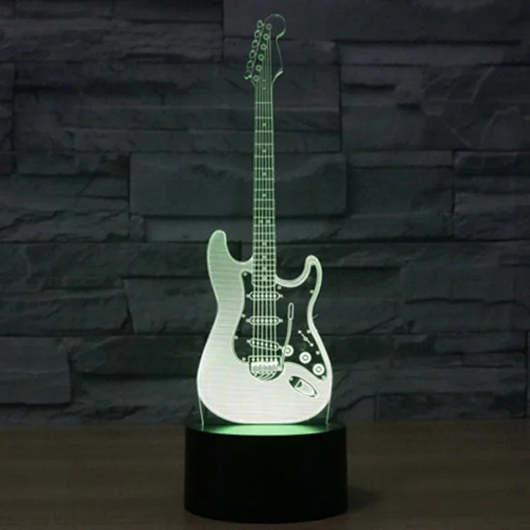 7 Color Discoloration Creative Visual Stereo Lamp Desk Lamp Night Light, Electric Guitar Shape