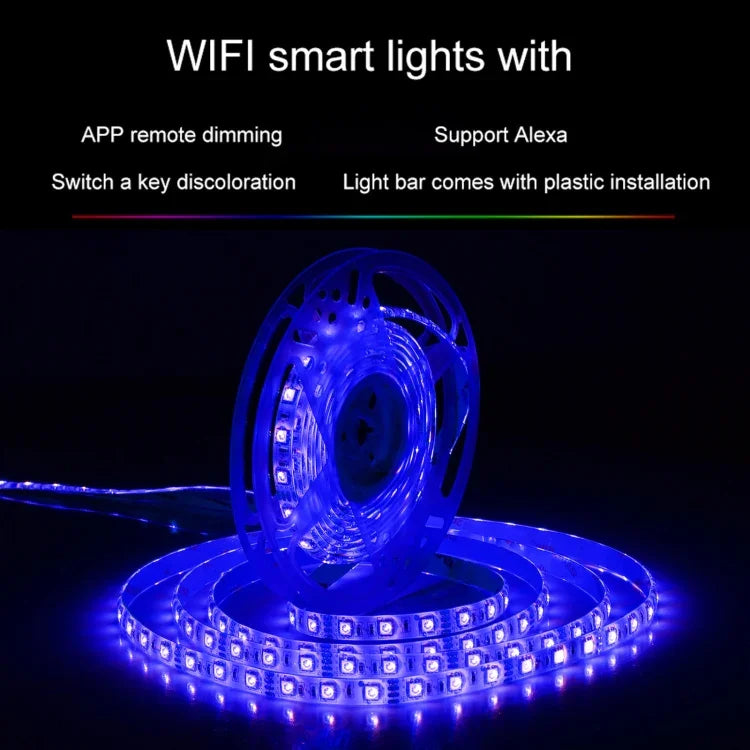 300 مصباح LED SMD 5050 إضاءة ملونة تحكم عن بعد عبر تطبيق يعمل مع أليكسا وجوجل هوم