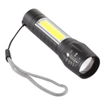 مصباح يدوي مقاوم للماء قابل للتكبير بشحن USB A2 مع 3 أوضاع وصندوق تخزين، A2