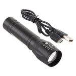 مصباح يدوي مقاوم للماء قابل للتكبير بشحن USB A2 مع 3 أوضاع وصندوق تخزين، A2