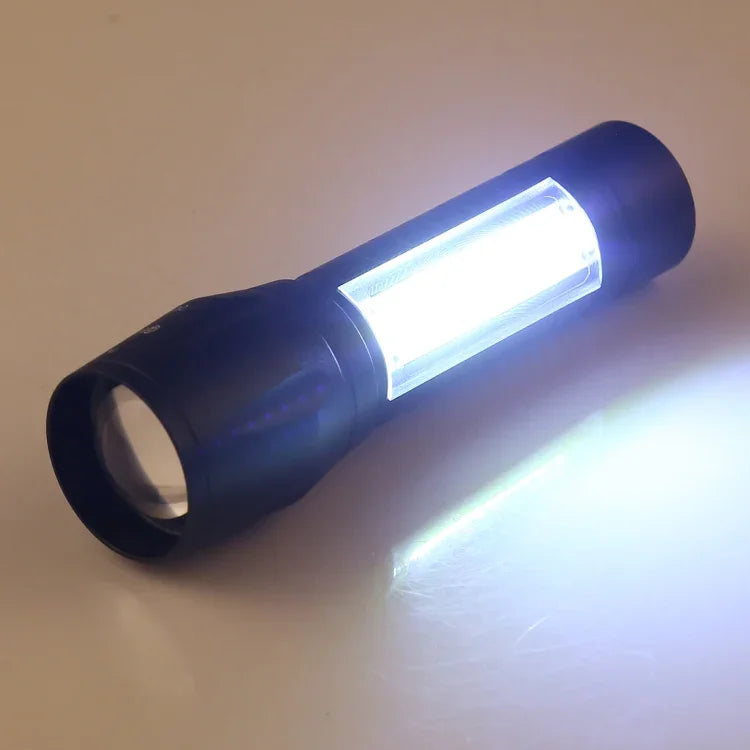 مصباح يدوي مقاوم للماء قابل للتكبير بشحن USB A2 مع 3 أوضاع وصندوق تخزين، A2