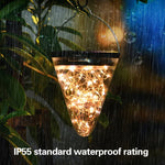 مصباح معلق مخروطي على شكل ضوء نجمي يعمل بالطاقة الشمسية، مقاوم للماء IP55، زخرفة حديقة خارجية