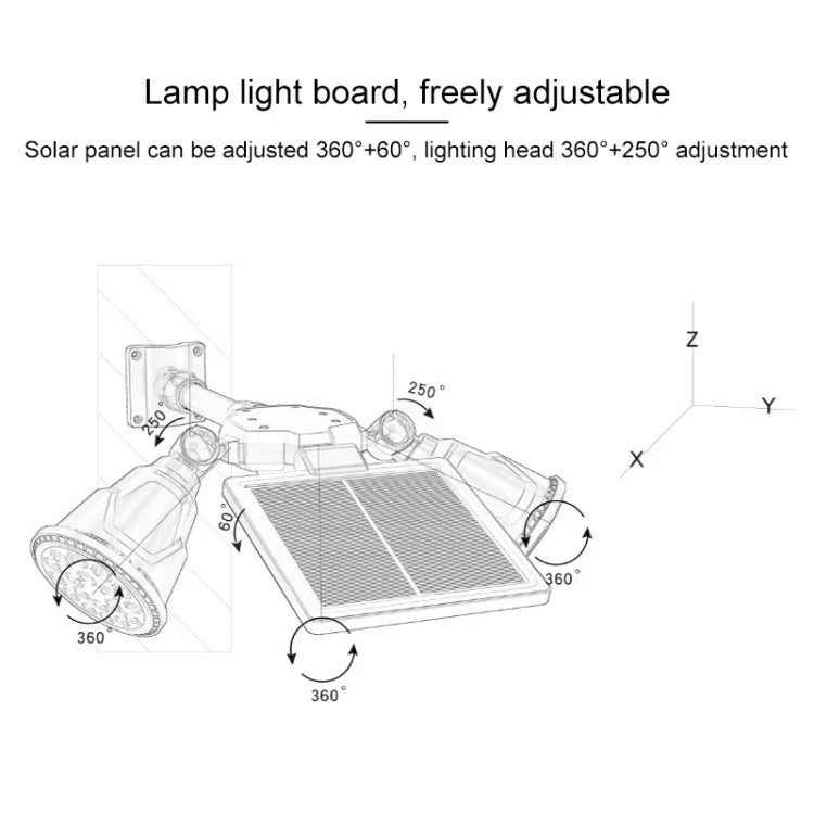 مصباح كشاف روبوتي LED مزدوج الرأس يعمل بالطاقة الشمسية مع حساس ذكي للحديقة الخارجية