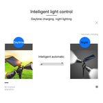 مصباح كشاف روبوتي LED مزدوج الرأس يعمل بالطاقة الشمسية مع حساس ذكي للحديقة الخارجية