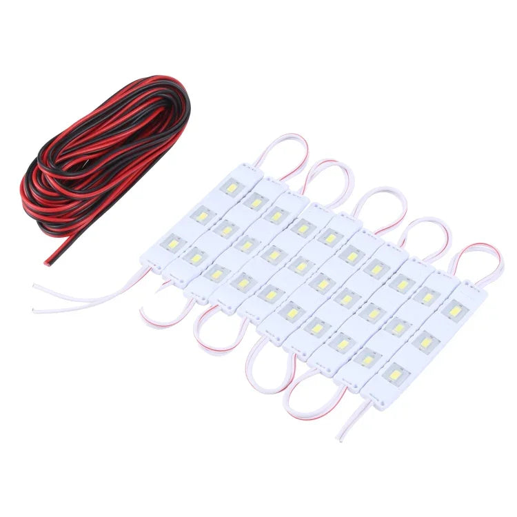 30 مصباح LED 5630 SMD وحدات إضاءة بيضاء مقاومة للماء، طول الكابل 5م، تيار مستمر 12 فولت، 30 مصباح LED 5630 SMD