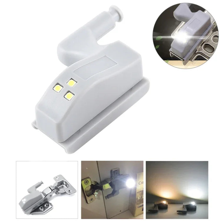 مصباح حساس LED بمفصلة داخلية عالمية 0.3W لخزانة، 3 مصابيح LED، ضوء ليلي تلقائي التشغيل/الإيقاف، لمبة، 1 قطعة ضوء أبيض، 1 قطعة ضوء أبيض دافئ