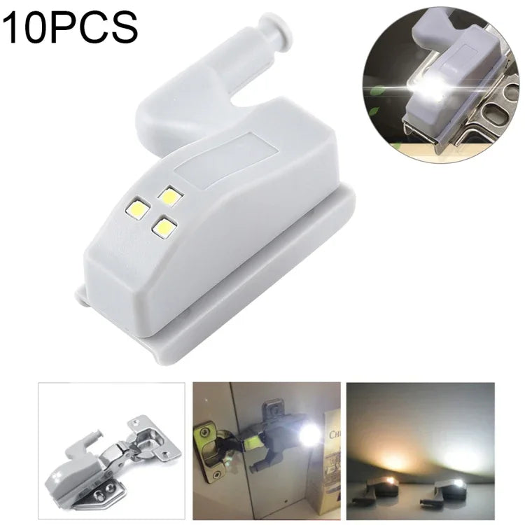 10 قطع مصباح حساس LED بمفصل داخلي عالمي 0.3 واط لخزانة، 3 مصابيح LED، ضوء ليلي تلقائي تشغيل/إيقاف، 10 قطع ضوء أبيض، 10 قطع ضوء أبيض دافئ